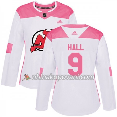 New Jersey Devils Dresy Taylor Hall 9 Bílá 2017-2018 Adidas Růžová Fashion Authentic - Dámské